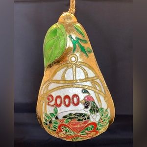 🎄VTG Cloisonné Partridge In Pear Christmas Ornament Enamel 2000